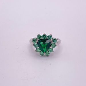 Lab Created Emerald Ring, 925 Sterling Silver, Size 5